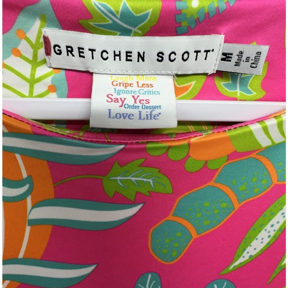 Gretchen Scott Womens Sz Medium Sleeveless Maxi Dress Side Tie Slit Floral Pink - Picture 4 of 12
